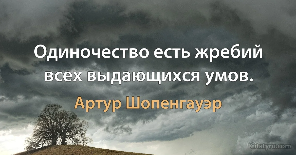 Одиночество есть жребий всех выдающихся умов. (Артур Шопенгауэр)