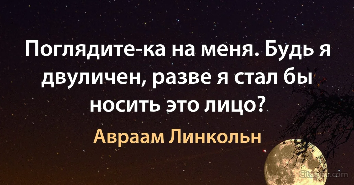 Поглядите-ка на меня. Будь я двуличен, разве я стал бы носить это лицо? (Авраам Линкольн)