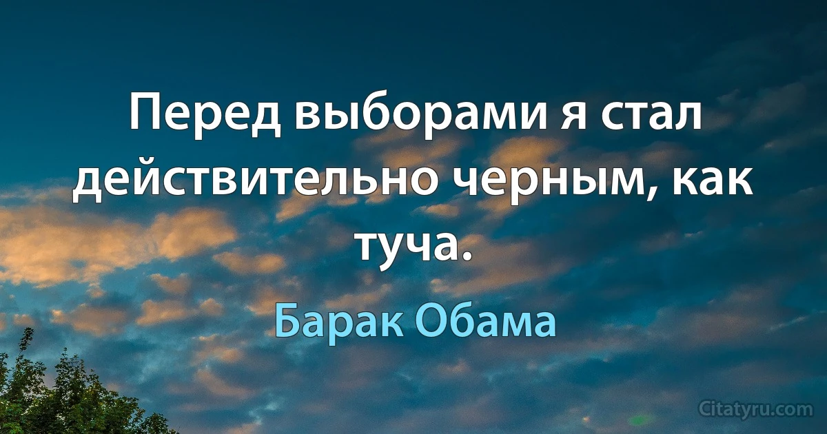 Перед выборами я стал действительно черным, как туча. (Барак Обама)