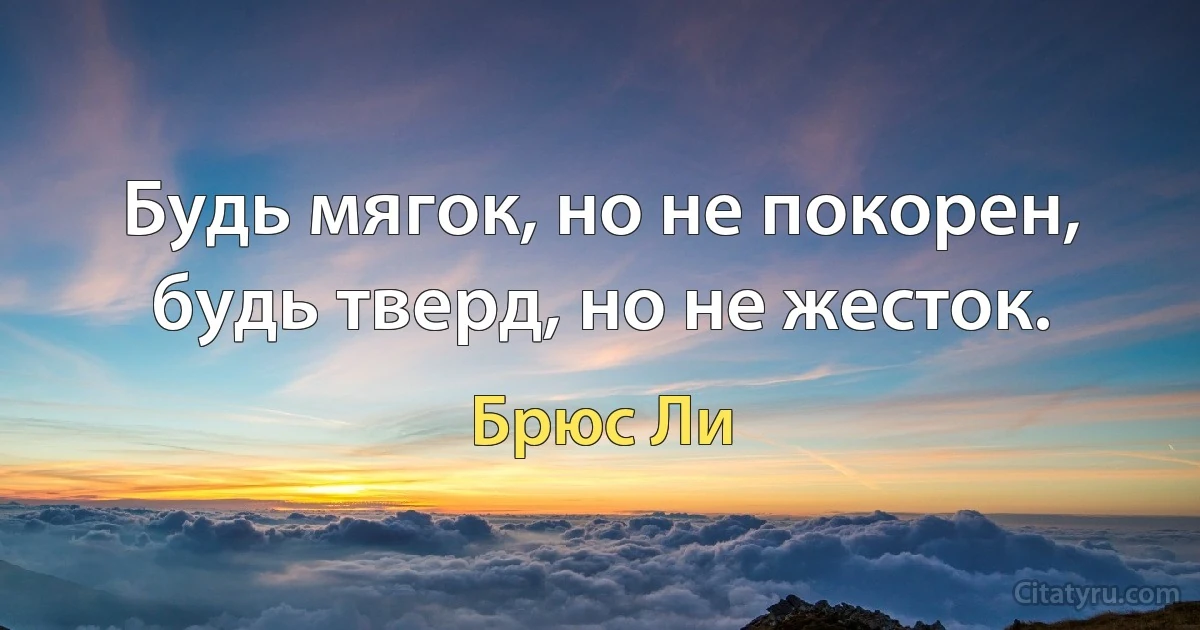 Будь мягок, но не покорен, будь тверд, но не жесток. (Брюс Ли)