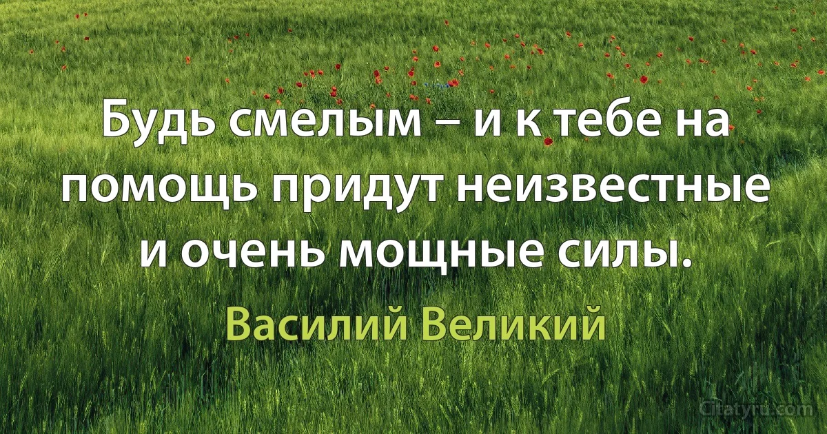 Будь смелым – и к тебе на помощь придут неизвестные и очень мощные силы. (Василий Великий)