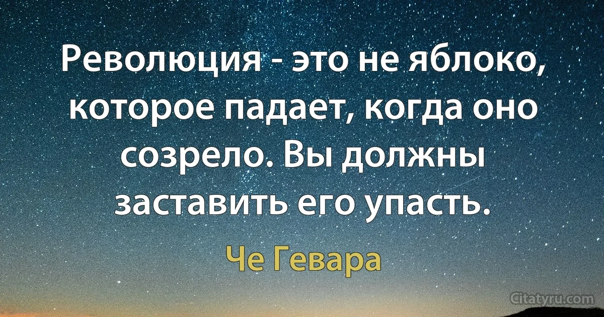 Революция - это не яблоко, которое падает, когда оно созрело. Вы должны заставить его упасть. (Че Гевара)