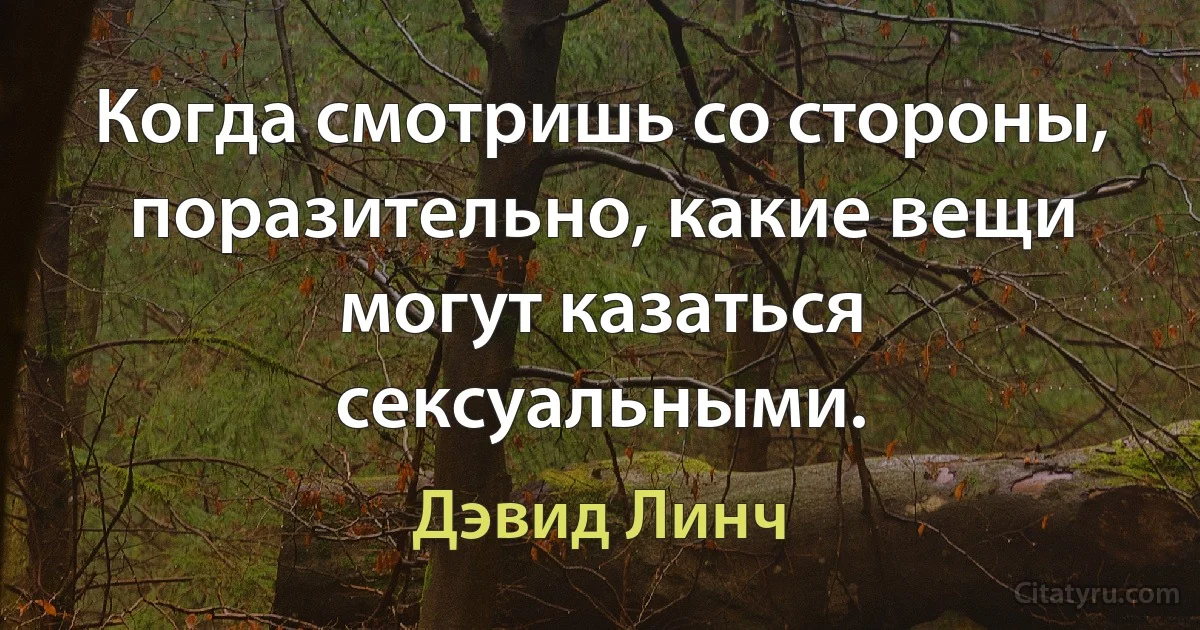 Когда смотришь со стороны, поразительно, какие вещи могут казаться сексуальными. (Дэвид Линч)