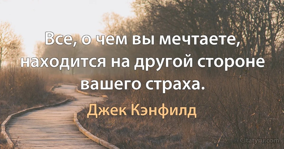 Все, о чем вы мечтаете, находится на другой стороне вашего страха. (Джек Кэнфилд)