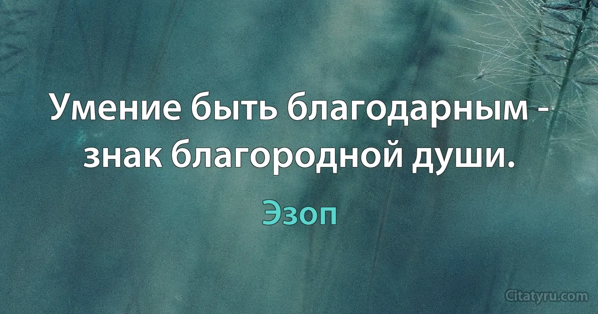 Умение быть благодарным - знак благородной души. (Эзоп)