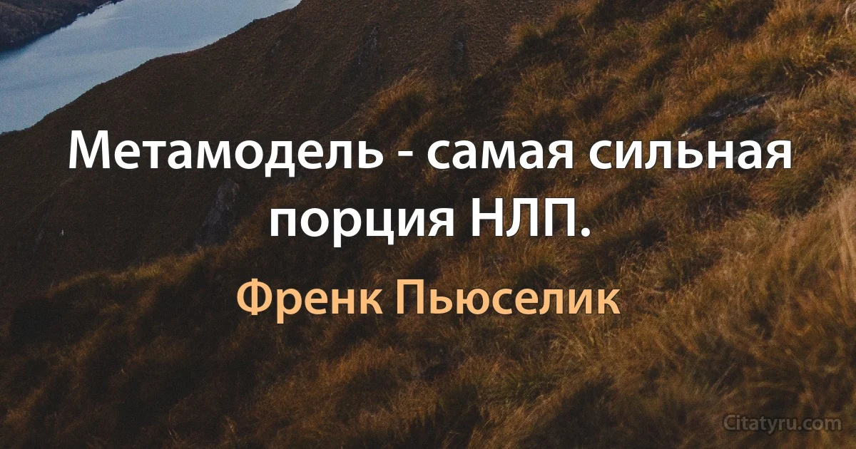 Метамодель - самая сильная порция НЛП. (Френк Пьюселик)