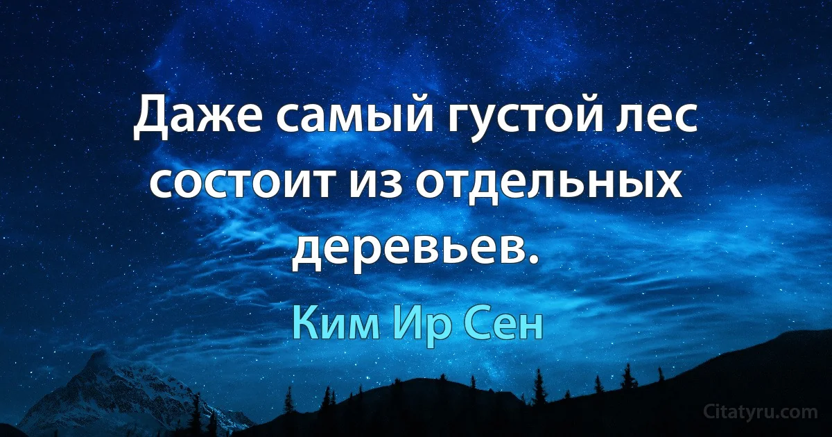 Даже самый густой лес состоит из отдельных деревьев. (Ким Ир Сен)