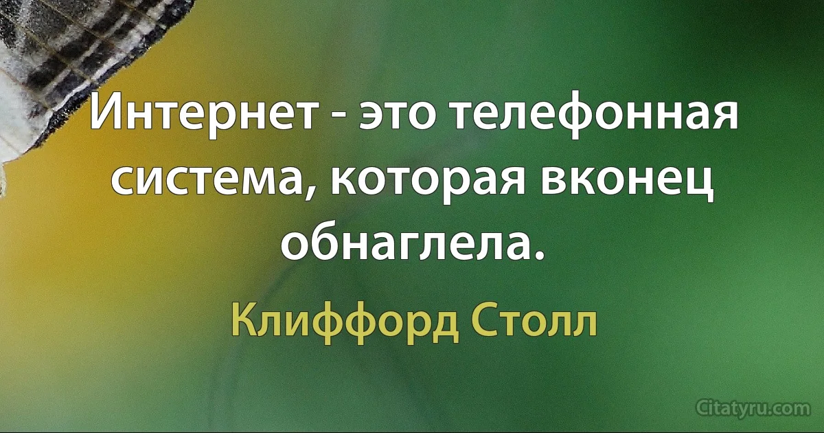 Интернет - это телефонная система, которая вконец обнаглела. (Клиффорд Столл)