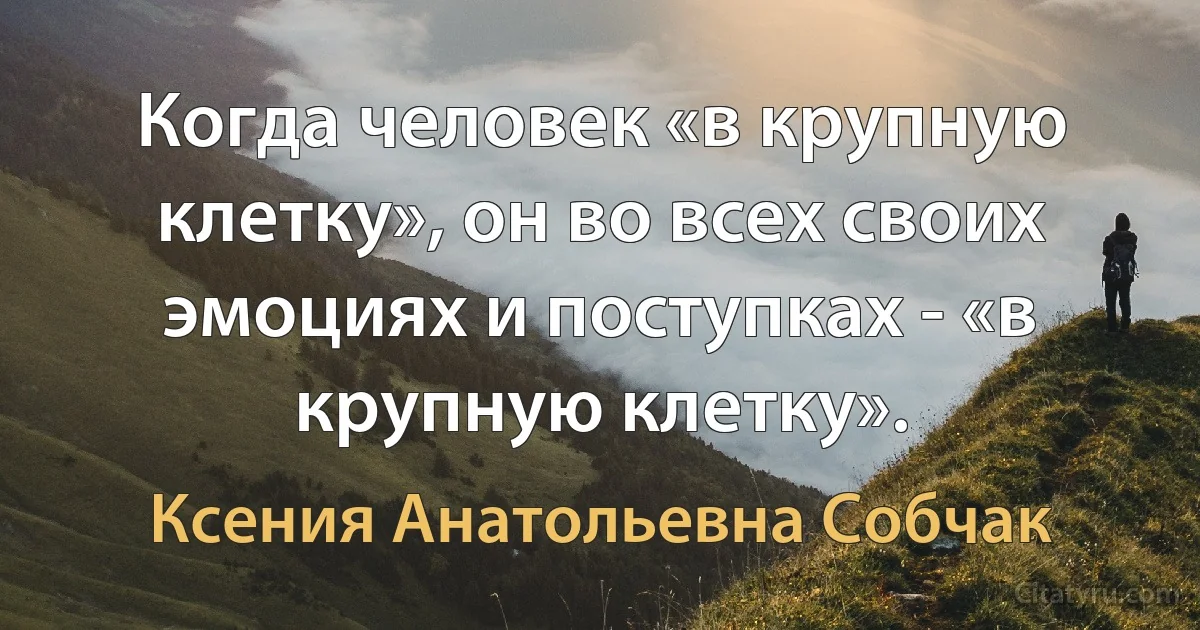 Когда человек «в крупную клетку», он во всех своих эмоциях и поступках - «в крупную клетку». (Ксения Анатольевна Собчак)