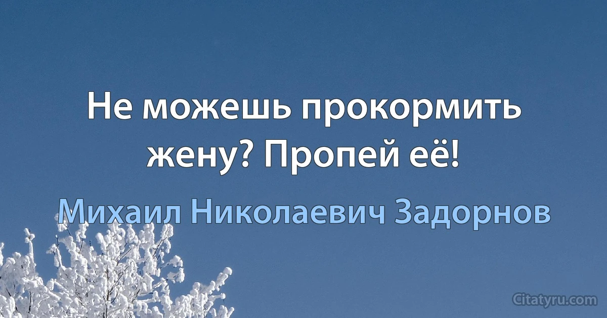 Не можешь прокормить жену? Пропей её! (Михаил Николаевич Задорнов)