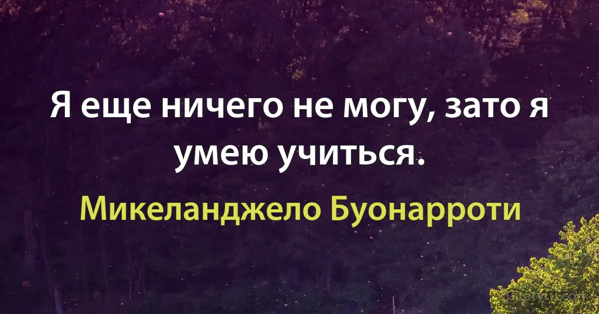 Я еще ничего не могу, зато я умею учиться. (Микеланджело Буонарроти)