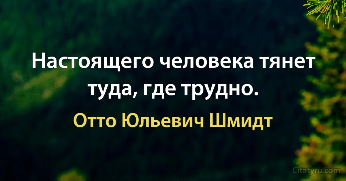 Настоящего человека тянет туда, где трудно. (Отто Юльевич Шмидт)