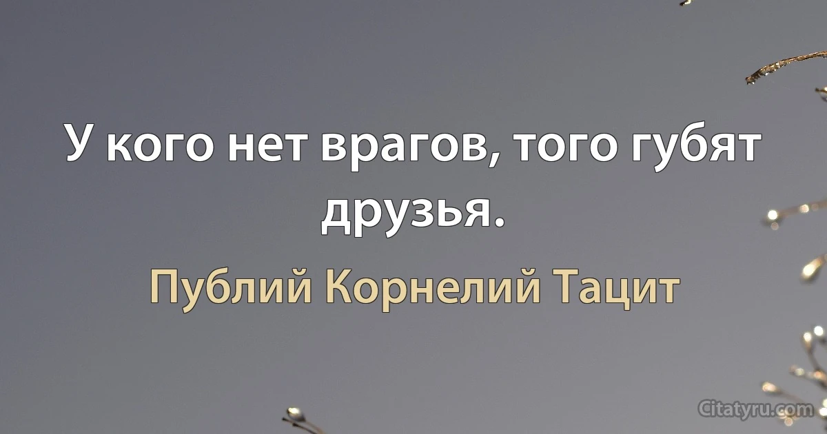 У кого нет врагов, того губят друзья. (Публий Корнелий Тацит)