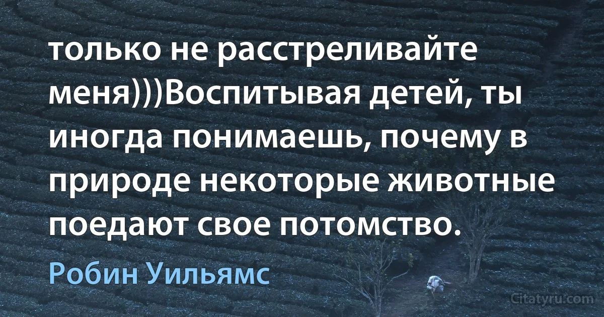 только не расстреливайте меня)))Воспитывая детей, ты иногда понимаешь, почему в природе некоторые животные поедают свое потомство. (Робин Уильямс)