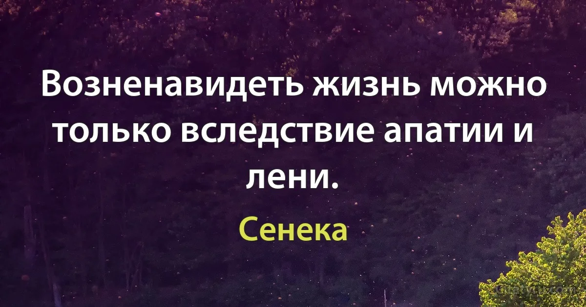 Возненавидеть жизнь можно только вследствие апатии и лени. (Сенека)