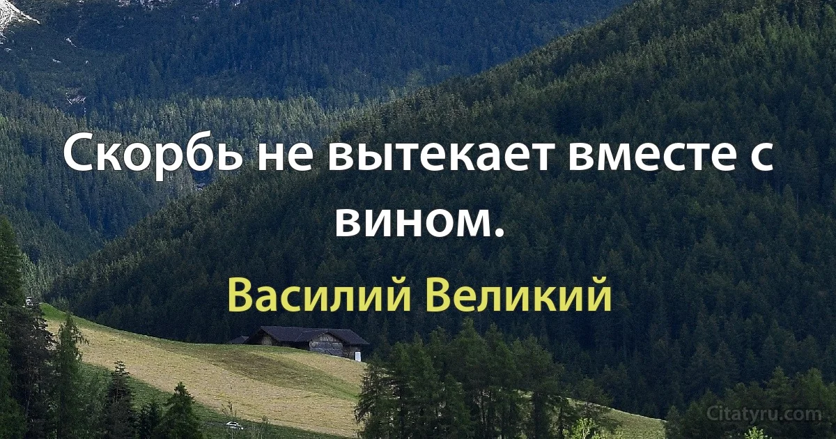 Скорбь не вытекает вместе с вином. (Василий Великий)