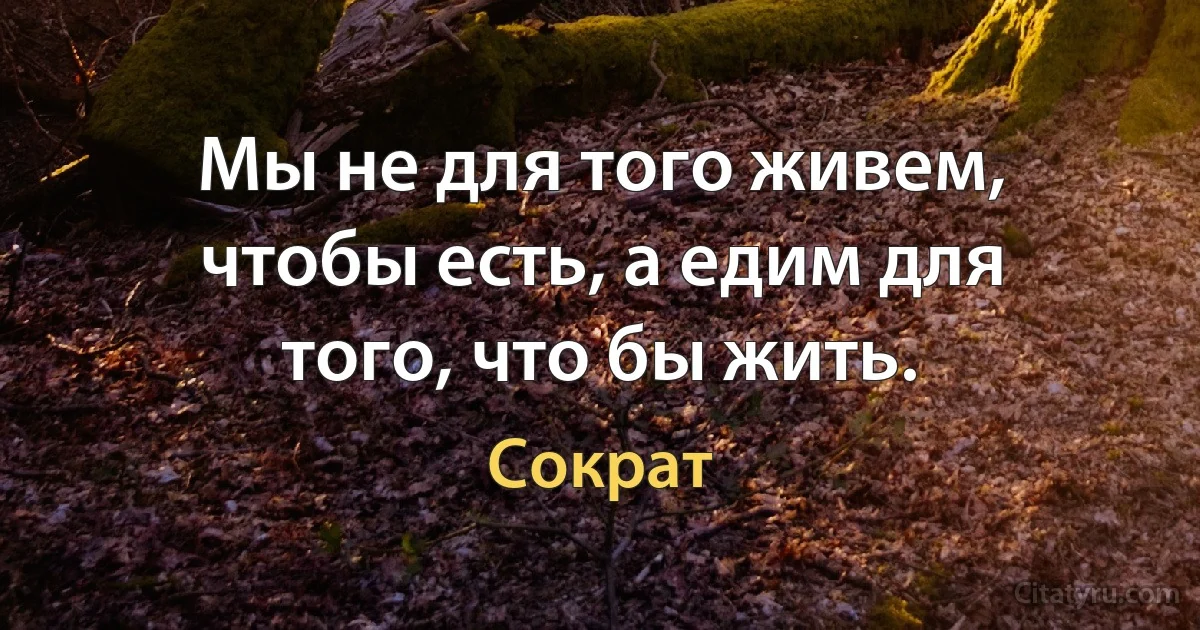 Мы не для того живем, чтобы есть, а едим для того, что бы жить. (Сократ)