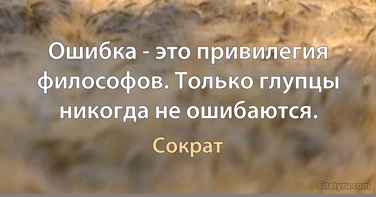 Ошибка - это привилегия философов. Только глупцы никогда не ошибаются. (Сократ)