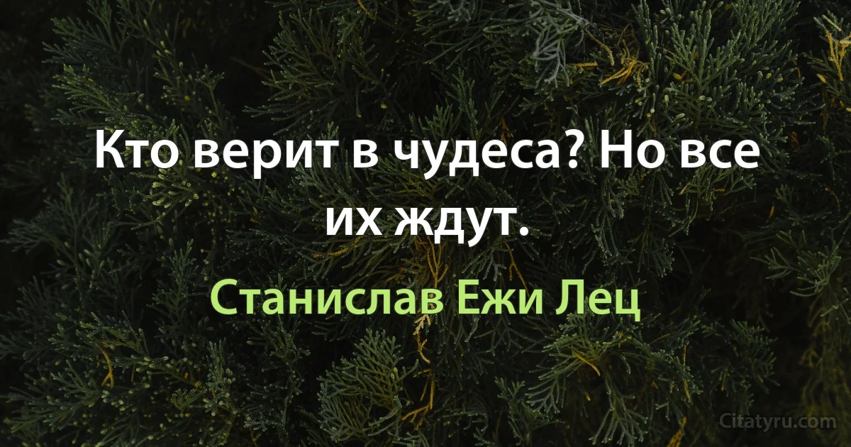 Кто верит в чудеса? Но все их ждут. (Станислав Ежи Лец)