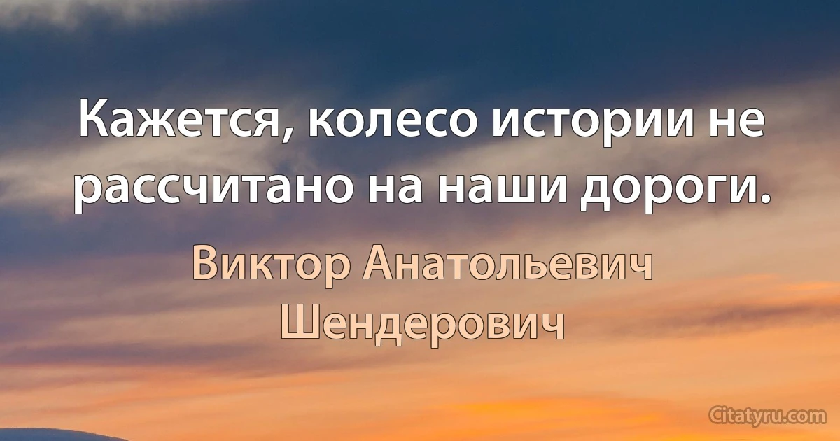 Кажется, колесо истории не рассчитано на наши дороги. (Виктор Анатольевич Шендерович)