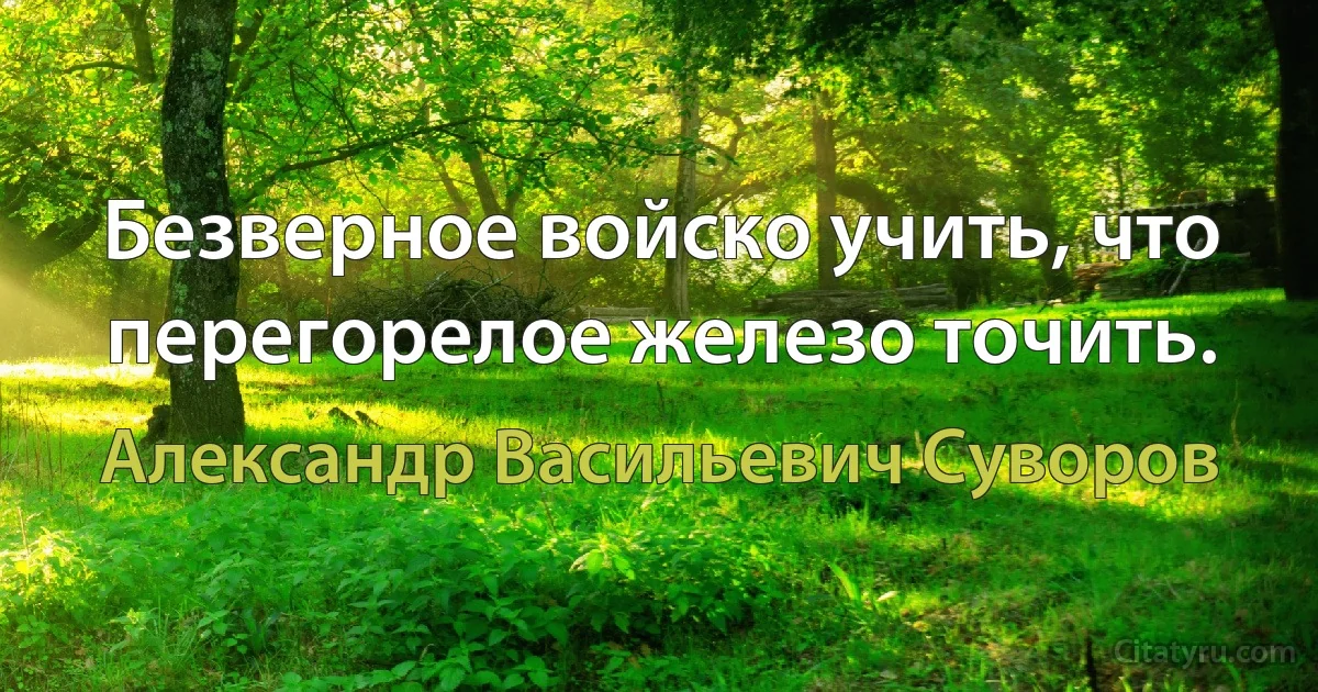 Безверное войско учить, что перегорелое железо точить. (Александр Васильевич Суворов)