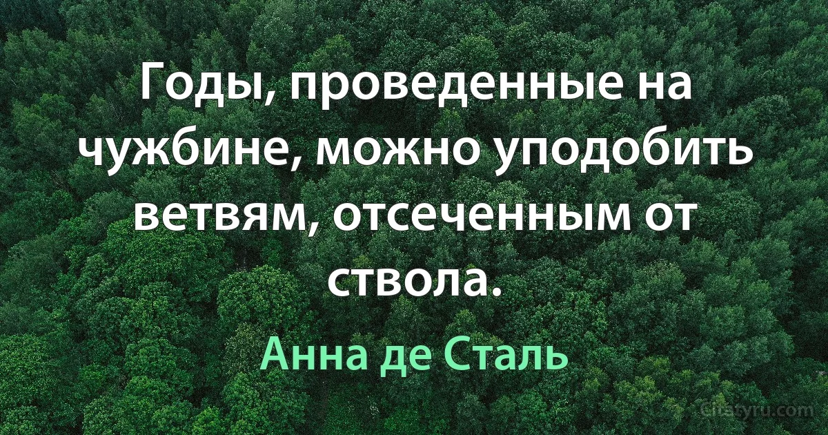 Годы, проведенные на чужбине, можно уподобить ветвям, отсеченным от ствола. (Анна де Сталь)