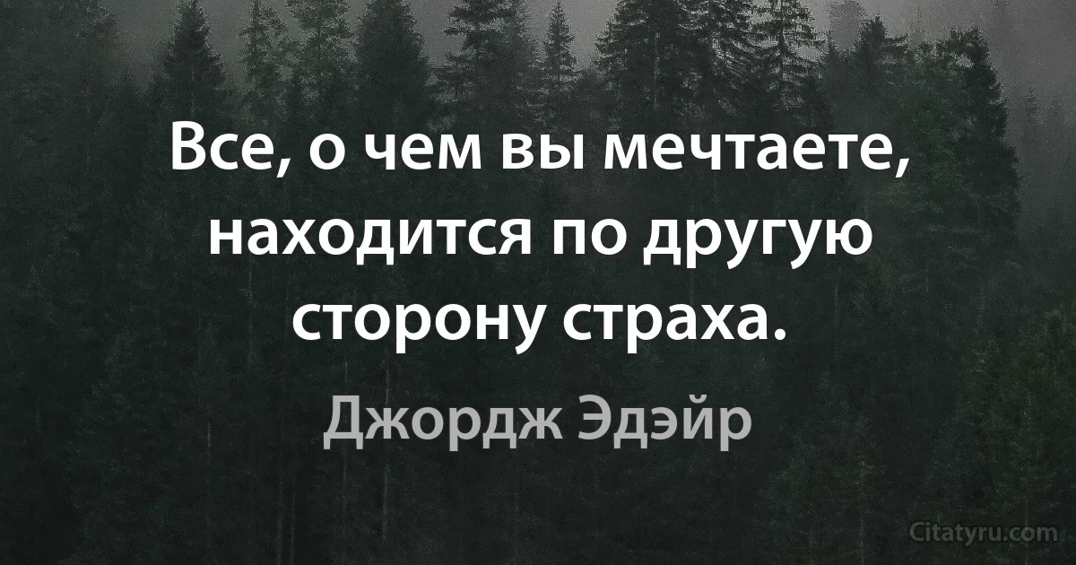 Все, о чем вы мечтаете, находится по другую сторону страха. (Джордж Эдэйр)