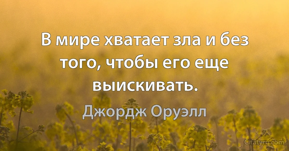 В мире хватает зла и без того, чтобы его еще выискивать. (Джордж Оруэлл)