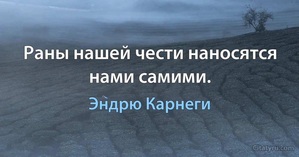 Раны нашей чести наносятся нами самими. (Эндрю Карнеги)