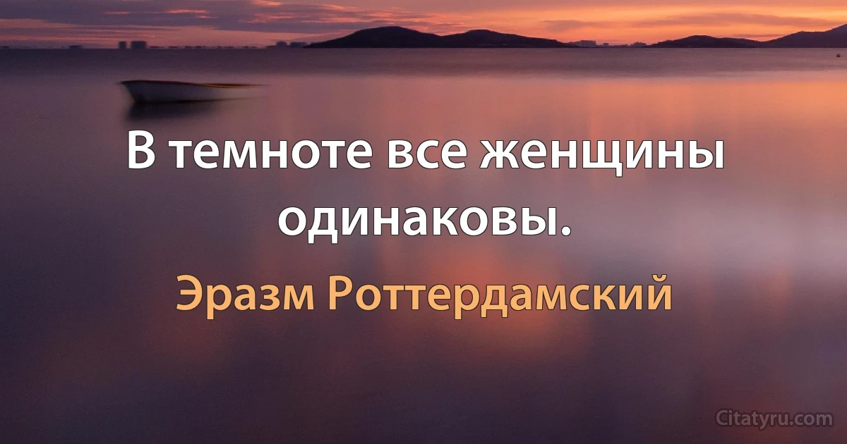 В темноте все женщины одинаковы. (Эразм Роттердамский)