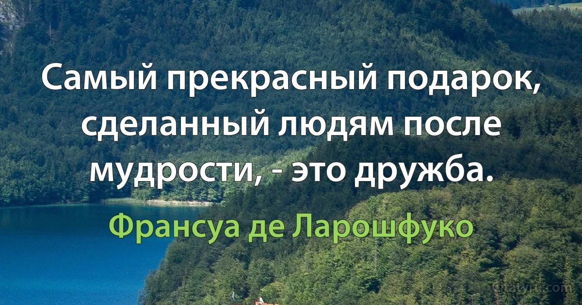 Самый прекрасный подарок, сделанный людям после мудрости, - это дружба. (Франсуа де Ларошфуко)