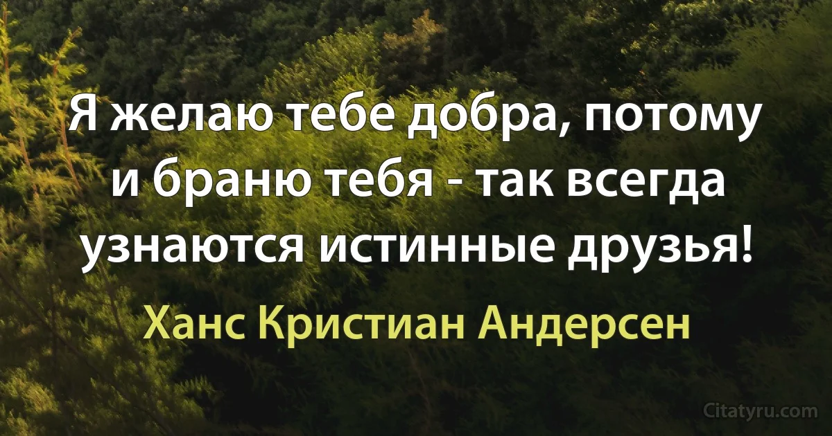 Я желаю тебе добра, потому и браню тебя - так всегда узнаются истинные друзья! (Ханс Кристиан Андерсен)