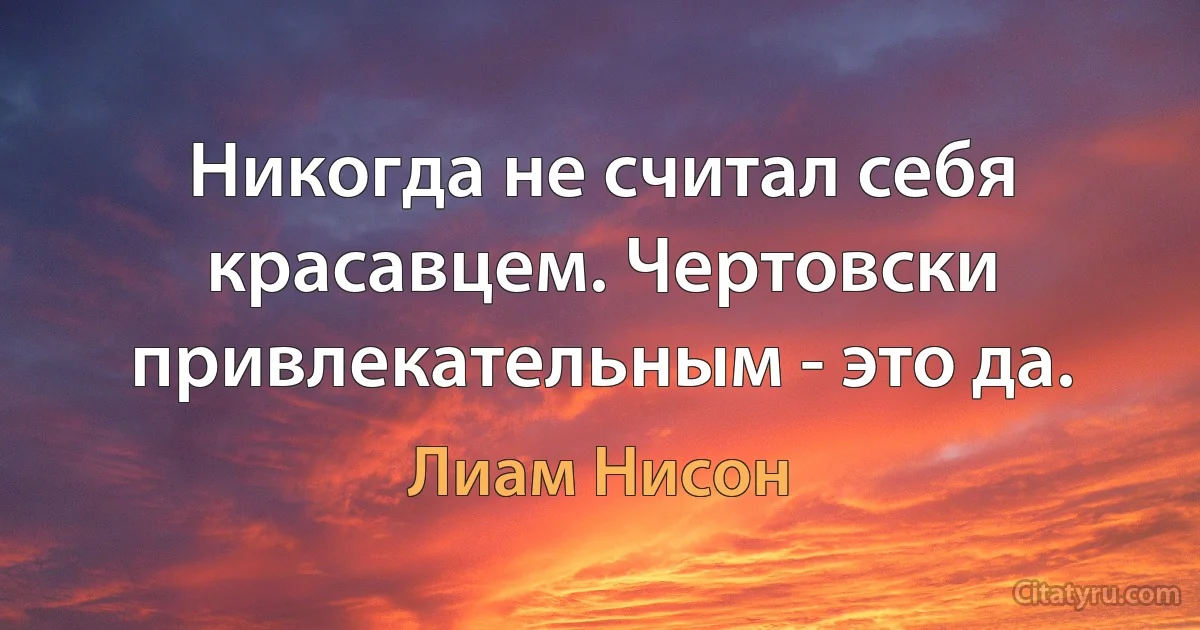 Никогда не считал себя красавцем. Чертовски привлекательным - это да. (Лиам Нисон)