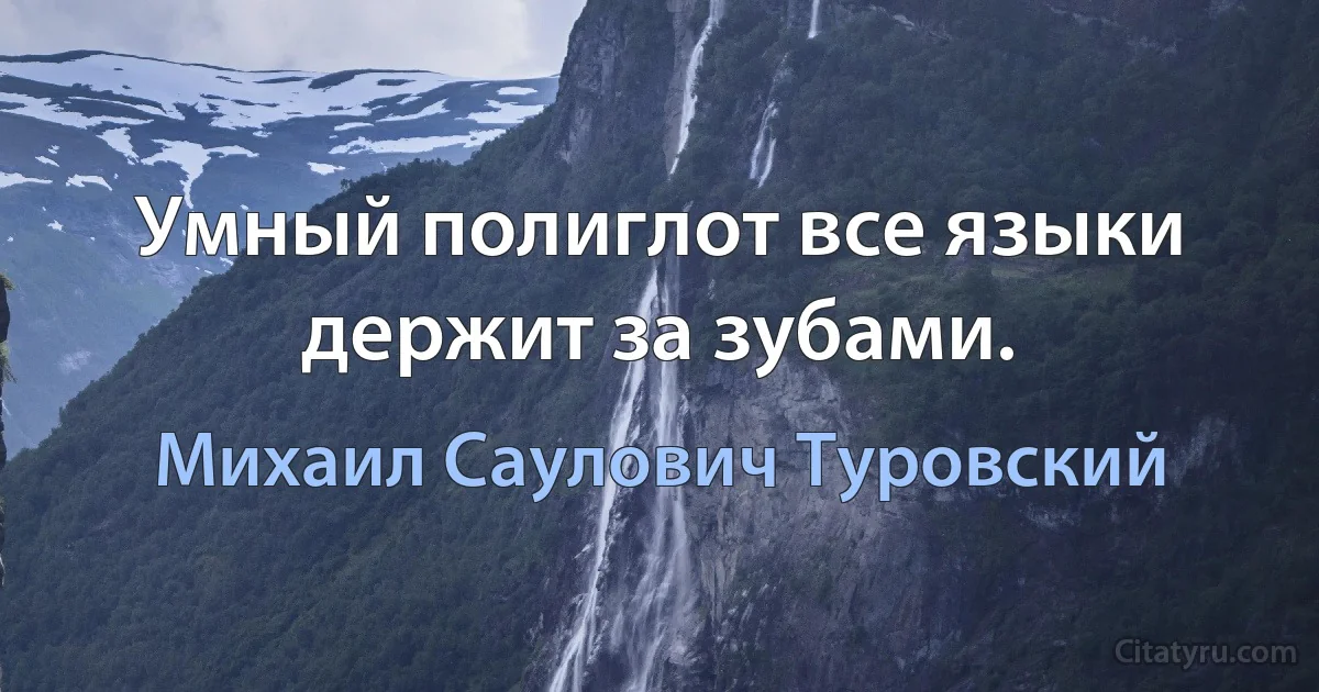 Умный полиглот все языки держит за зубами. (Михаил Саулович Туровский)