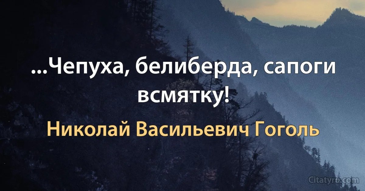 ...Чепуха, белиберда, сапоги всмятку! (Николай Васильевич Гоголь)