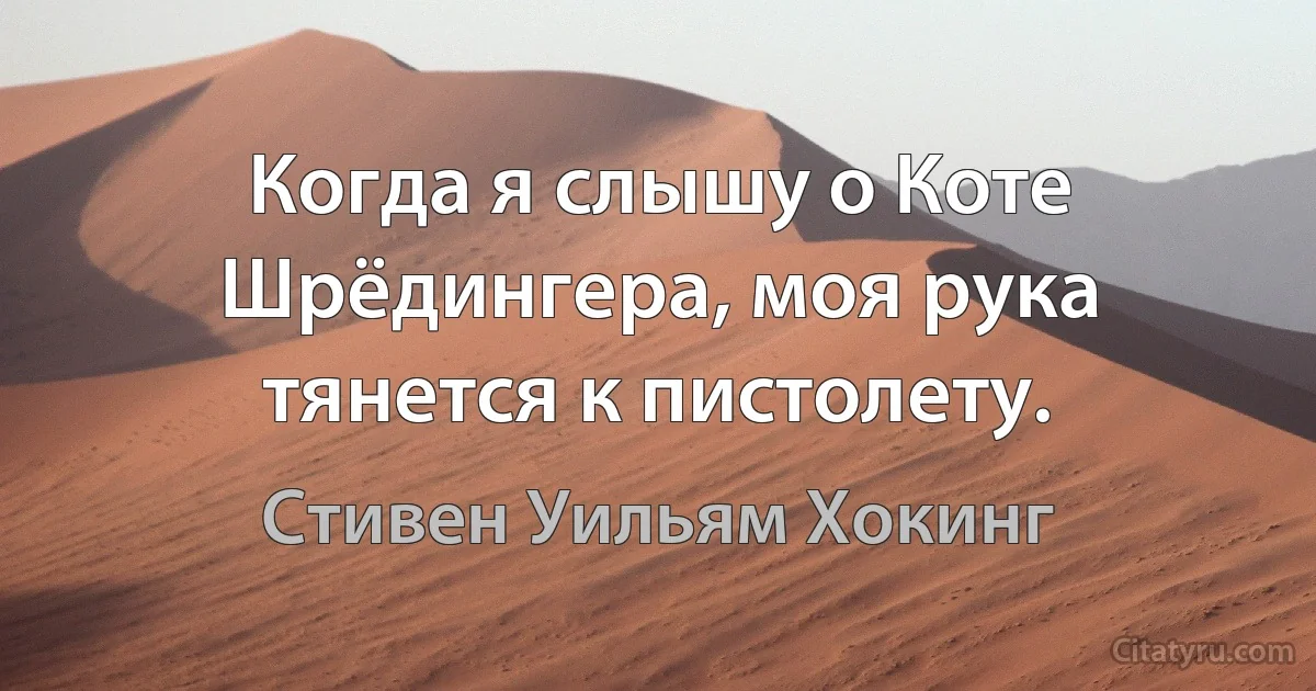 Когда я слышу о Коте Шрёдингера, моя рука тянется к пистолету. (Стивен Уильям Хокинг)