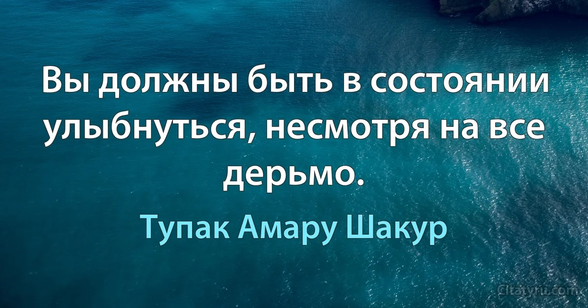 Вы должны быть в состоянии улыбнуться, несмотря на все дерьмо. (Тупак Амару Шакур)