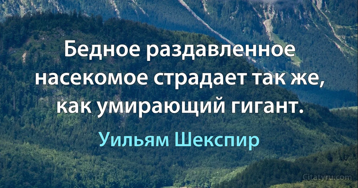 Бедное раздавленное насекомое страдает так же, как умирающий гигант. (Уильям Шекспир)