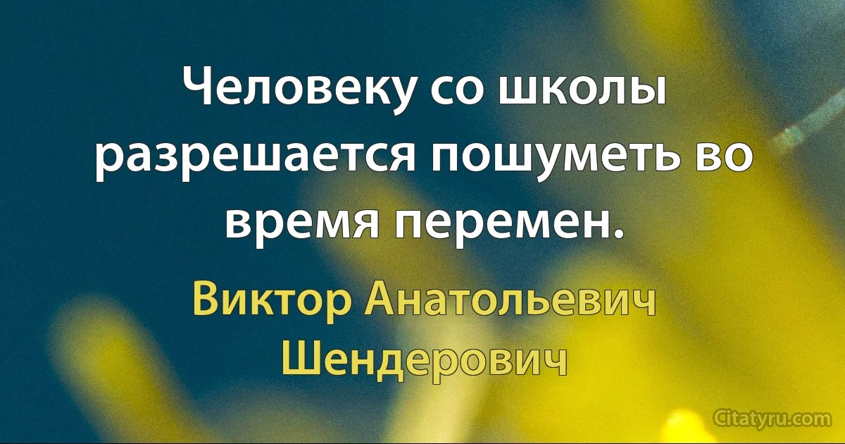 Человеку со школы разрешается пошуметь во время перемен. (Виктор Анатольевич Шендерович)