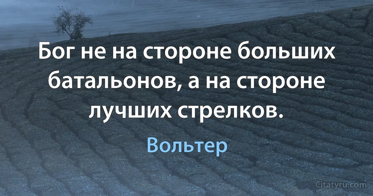 Бог не на стороне больших батальонов, а на стороне лучших стрелков. (Вольтер)