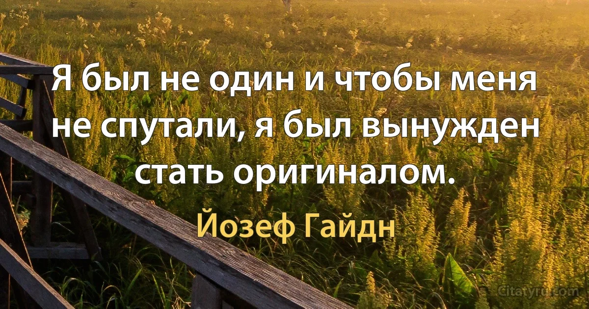 Я был не один и чтобы меня не спутали, я был вынужден стать оригиналом. (Йозеф Гайдн)