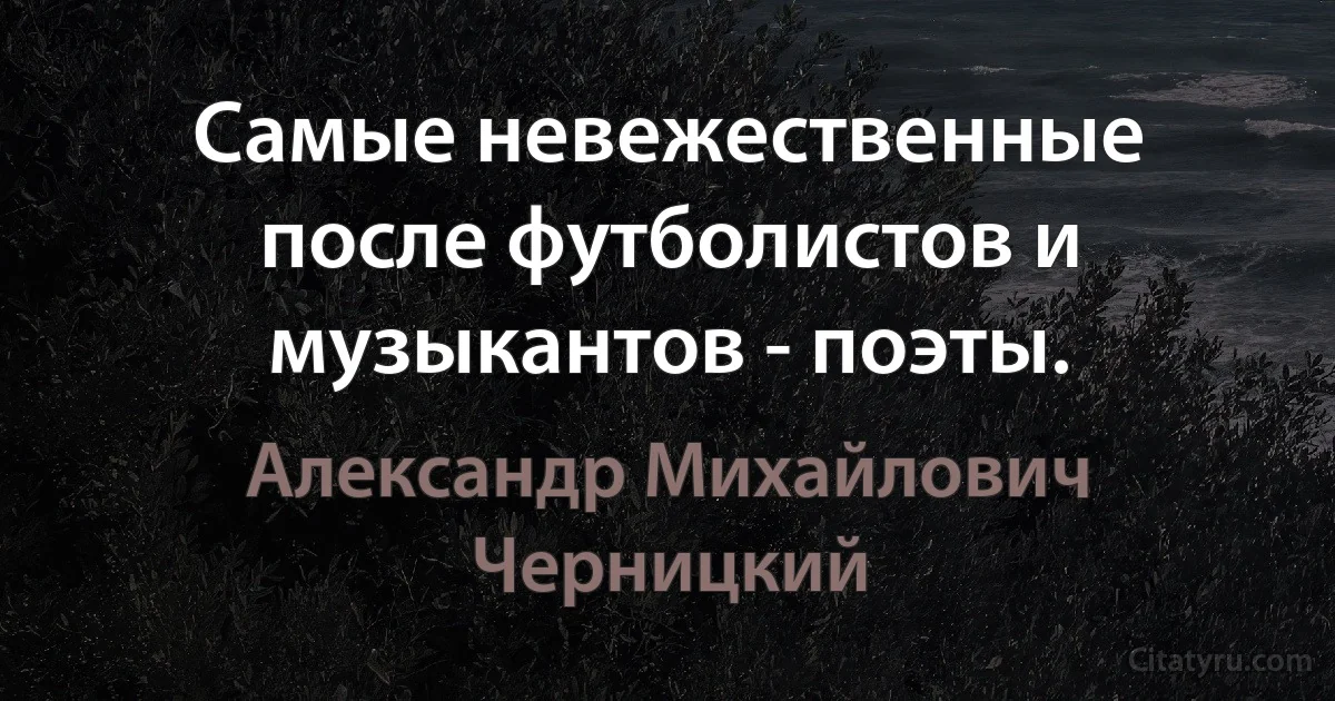 Самые невежественные после футболистов и музыкантов - поэты. (Александр Михайлович Черницкий)