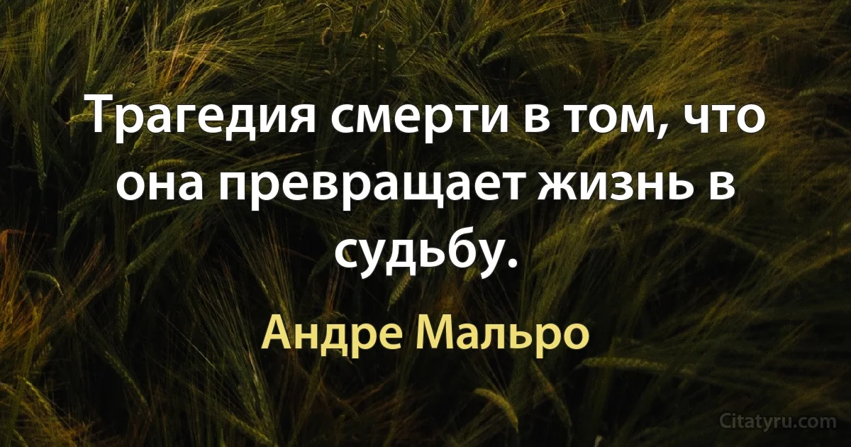 Трагедия смерти в том, что она превращает жизнь в судьбу. (Андре Мальро)