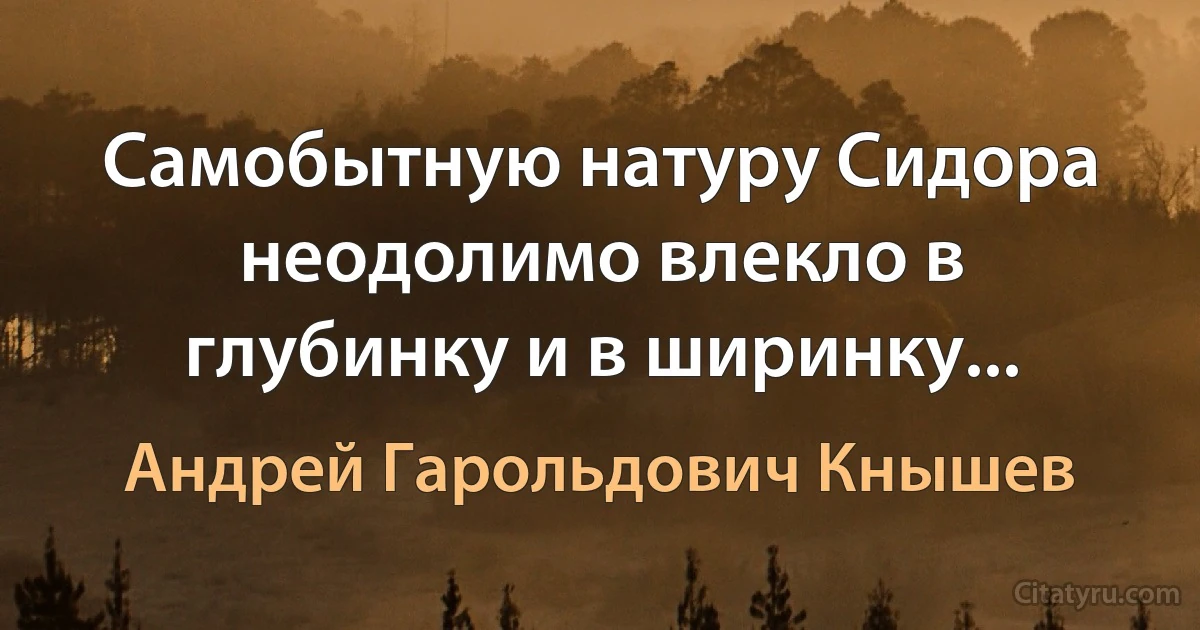 Самобытную натуру Сидора неодолимо влекло в глубинку и в ширинку... (Андрей Гарольдович Кнышев)