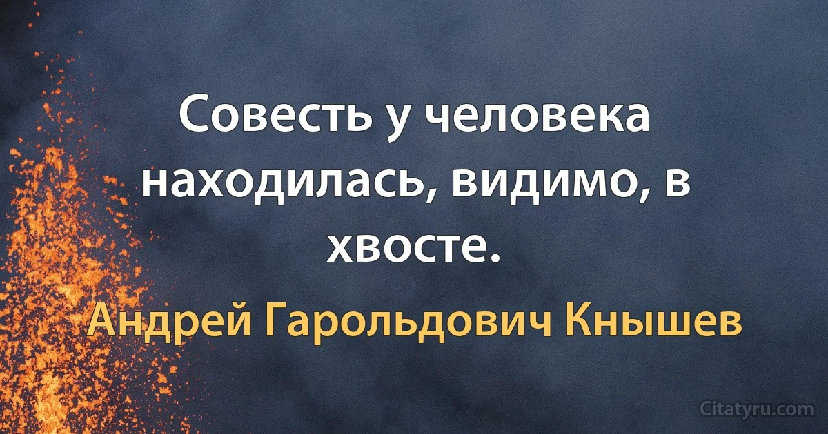 Совесть у человека находилась, видимо, в хвосте. (Андрей Гарольдович Кнышев)