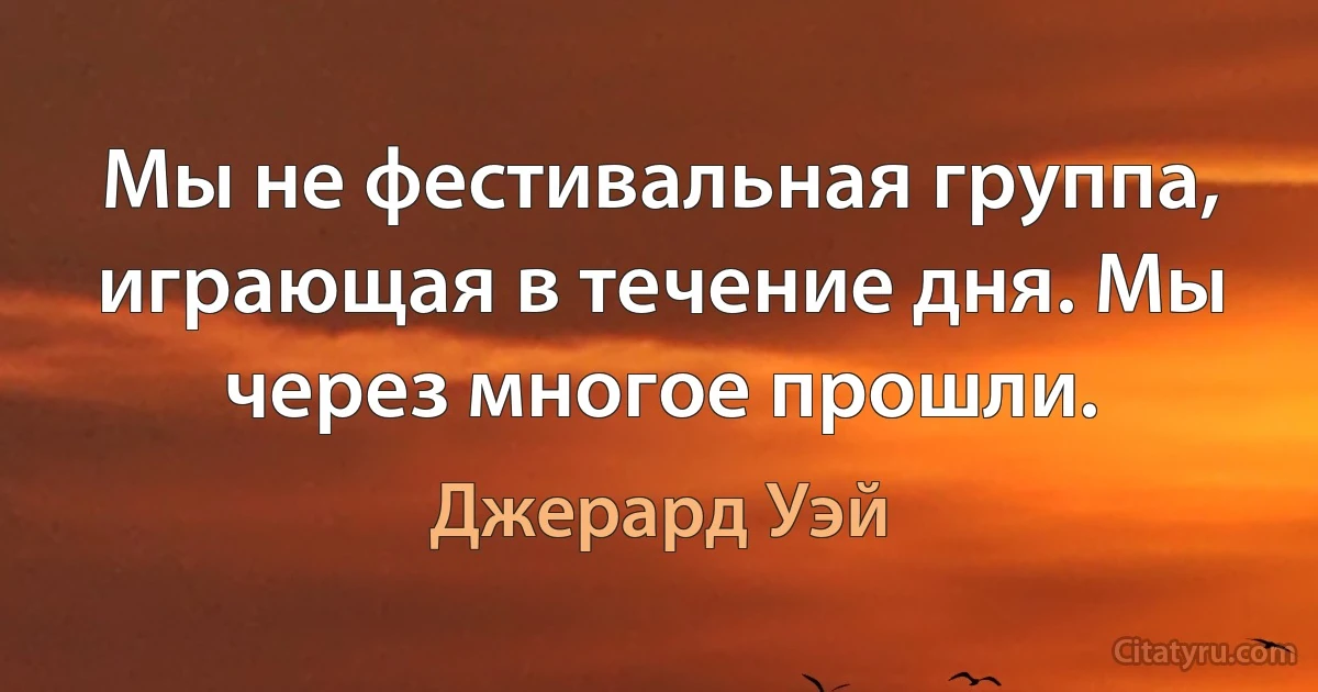 Мы не фестивальная группа, играющая в течение дня. Мы через многое прошли. (Джерард Уэй)