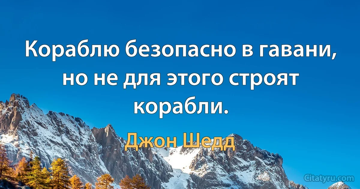 Кораблю безопасно в гавани, но не для этого строят корабли. (Джон Шедд)