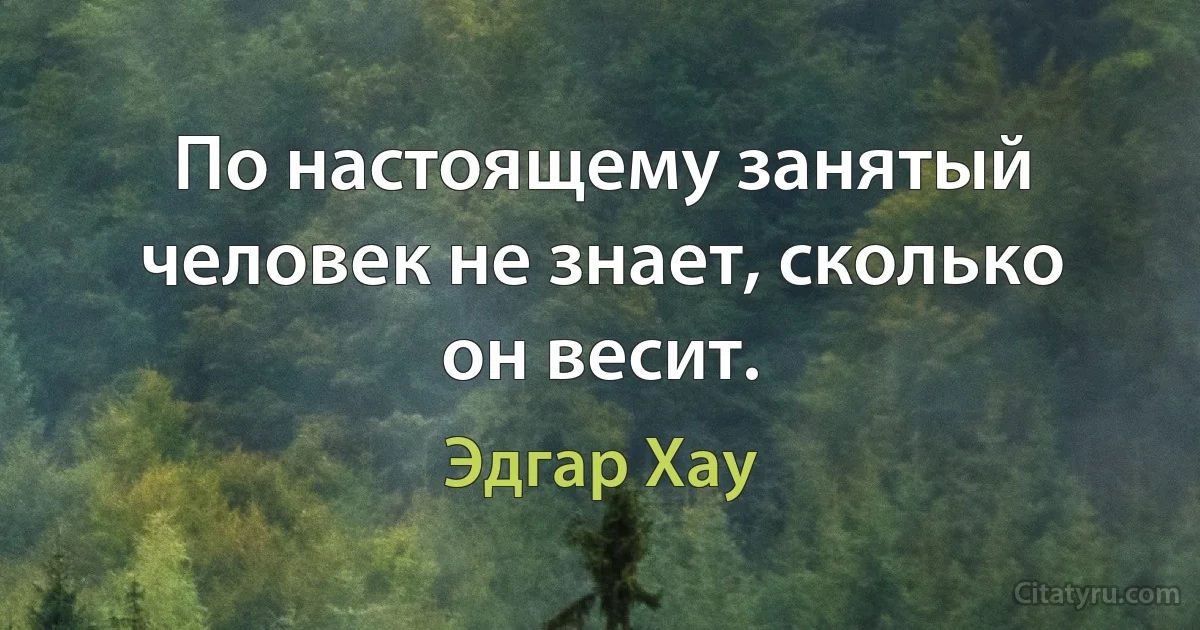 По настоящему занятый человек не знает, сколько он весит. (Эдгар Хау)