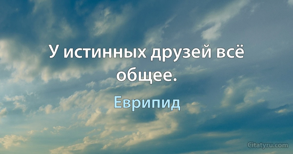 У истинных друзей всё общее. (Еврипид)