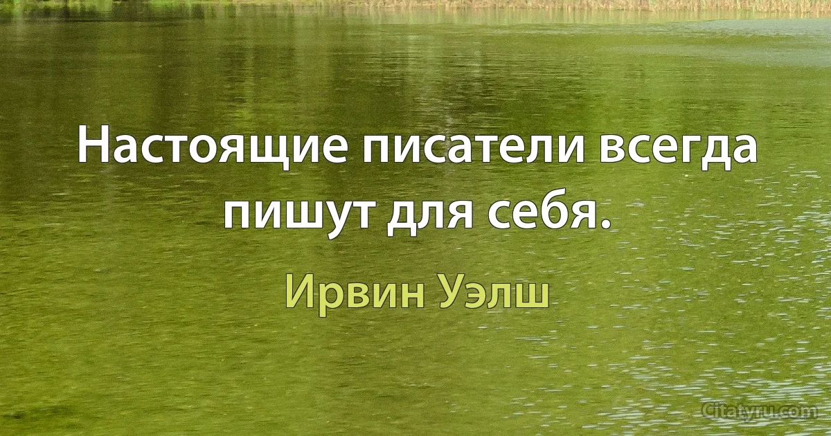 Настоящие писатели всегда пишут для себя. (Ирвин Уэлш)